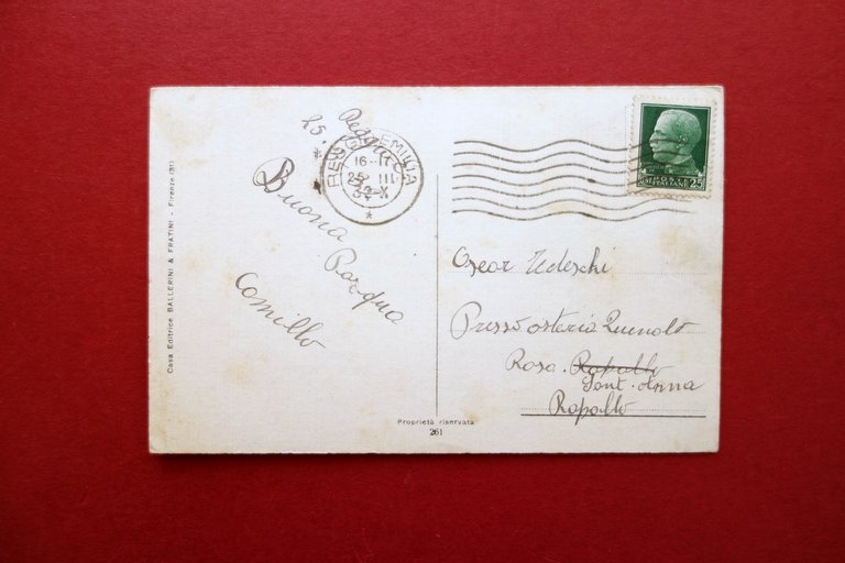 Cartolina Originale Sorelle Chiostri Buona Pasqua Viaggiata 1932