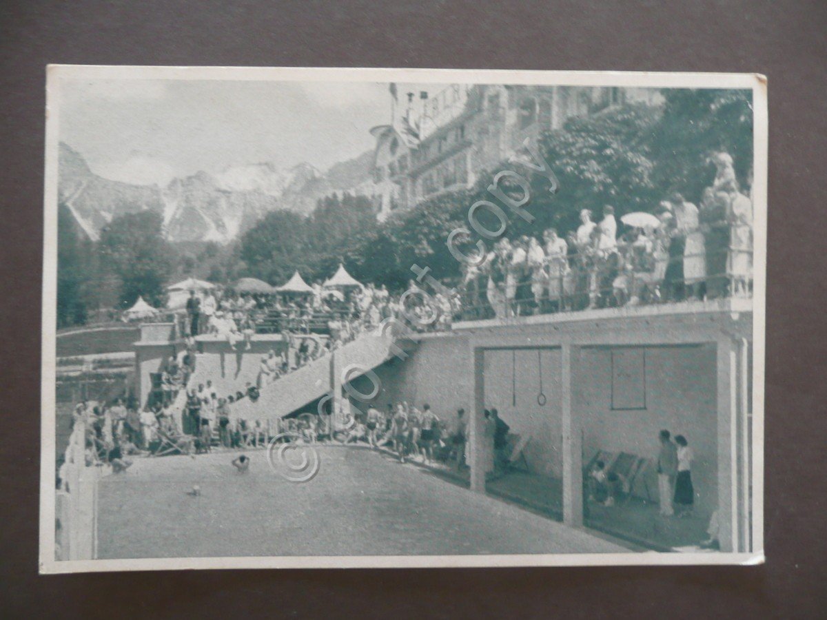 Cartolina Palace Hotel Cristallo Piscina Cortina d'Ampezzo Anni Trenta | Immagine principale