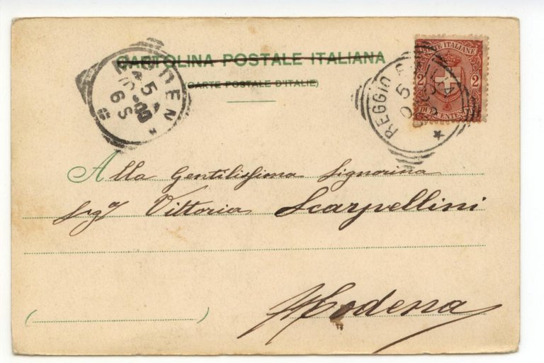 Cartolina Panorama di Reggio Emilia 1900 viaggiata