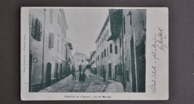 Cartolina Pavullo Frignano Montagna Via del Mercato Modena Animata 1902 | Immagine principale
