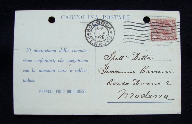 Cartolina Pennellificio Bolognese Buratti Bologna Via Saragozza 1925