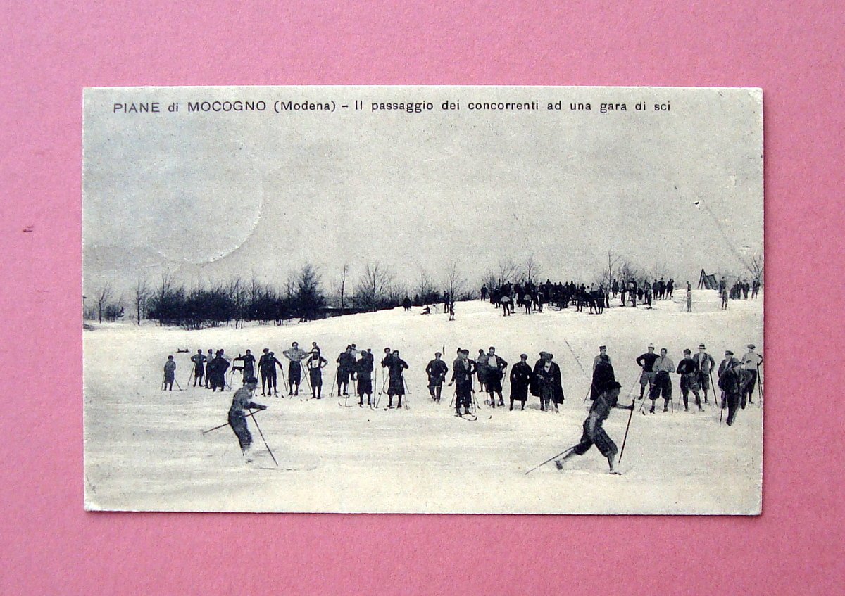 Cartolina Piane di Mocogno Animata 1931 viaggiata gara di sci