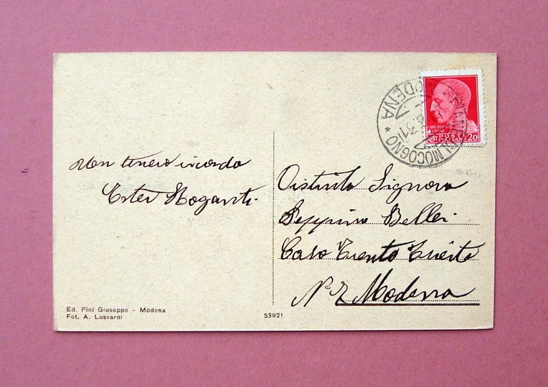 Cartolina Piane di Mocogno Animata 1931 viaggiata gara di sci