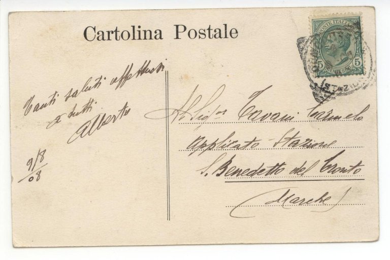 Cartolina Piazza del Mercato Domodossola 1908 viaggiata | Immagine Gallery 2