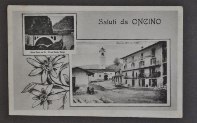 Cartolina Piemonte Oncino Cuneo Ponte Po Montagna 1931
