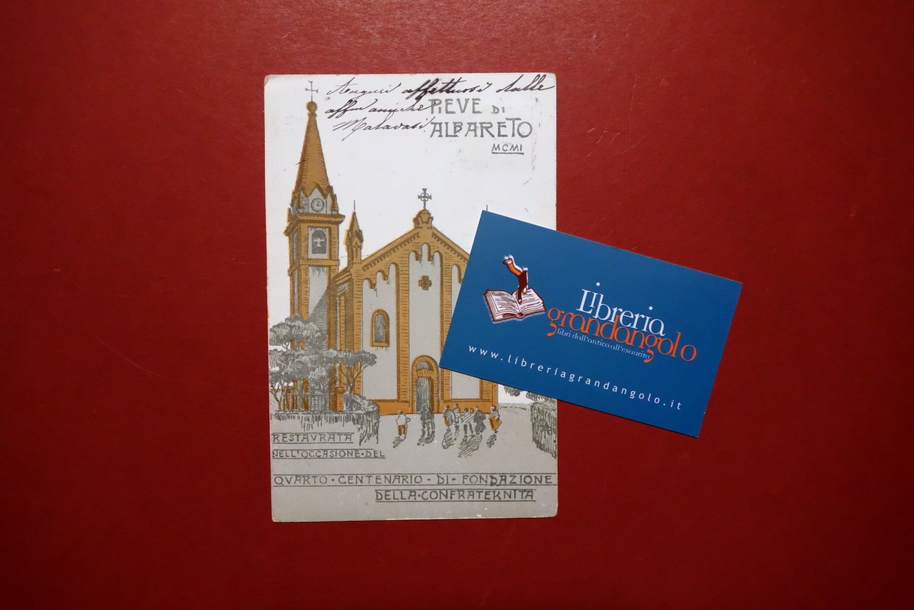 Cartolina Pieve di Albareto Modena Restauri 4∞ Centenario Confraternita 1901 | Immagine principale