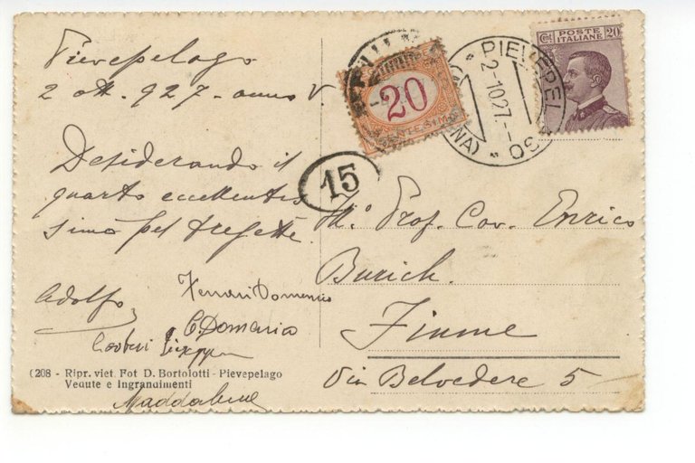 Cartolina Pievepelago Monumento ai Caduti 1927 viaggiata Modena