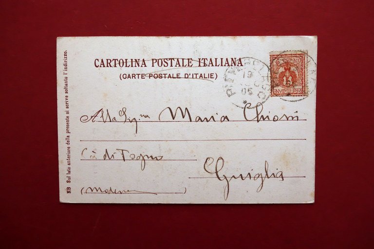 Cartolina Pievepelago Piazza del Fonte Viaggiata Animata 1906 Modena