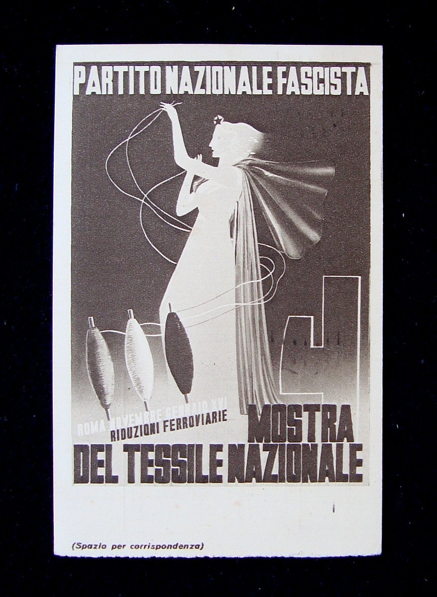 Cartolina PNF Annullo Mostra del Tessile Nazionale Viaggiata 1925