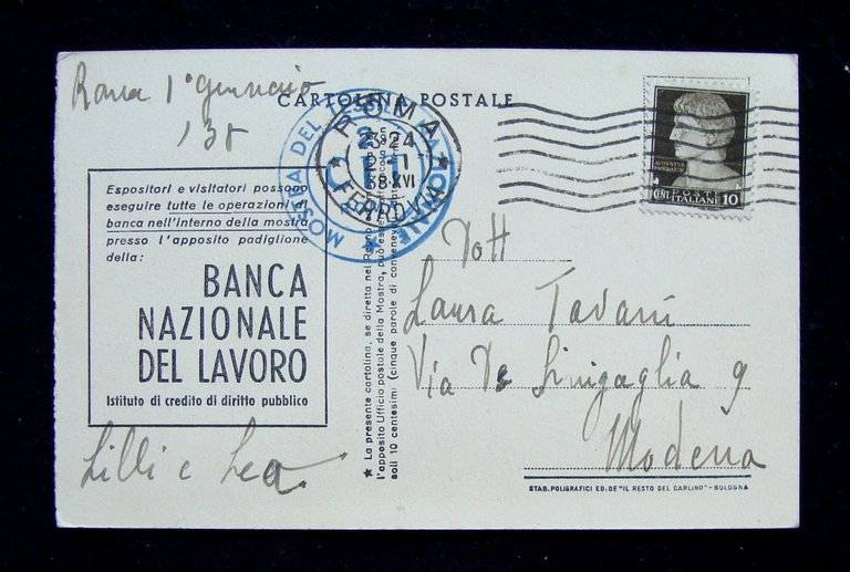 Cartolina PNF Annullo Mostra del Tessile Nazionale Viaggiata 1925