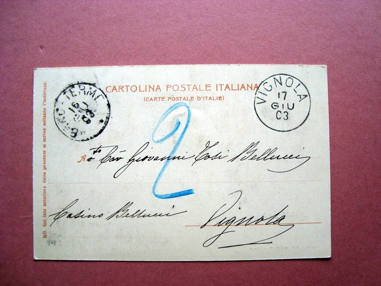 Cartolina Postale Abano Bagni Stabilimento Molino viaggiata 1903 | Immagine Gallery 2