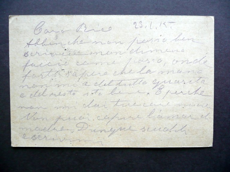 Cartolina Postale Annullo Fiume Enrico Burich Gennaio 1915 Francobollo