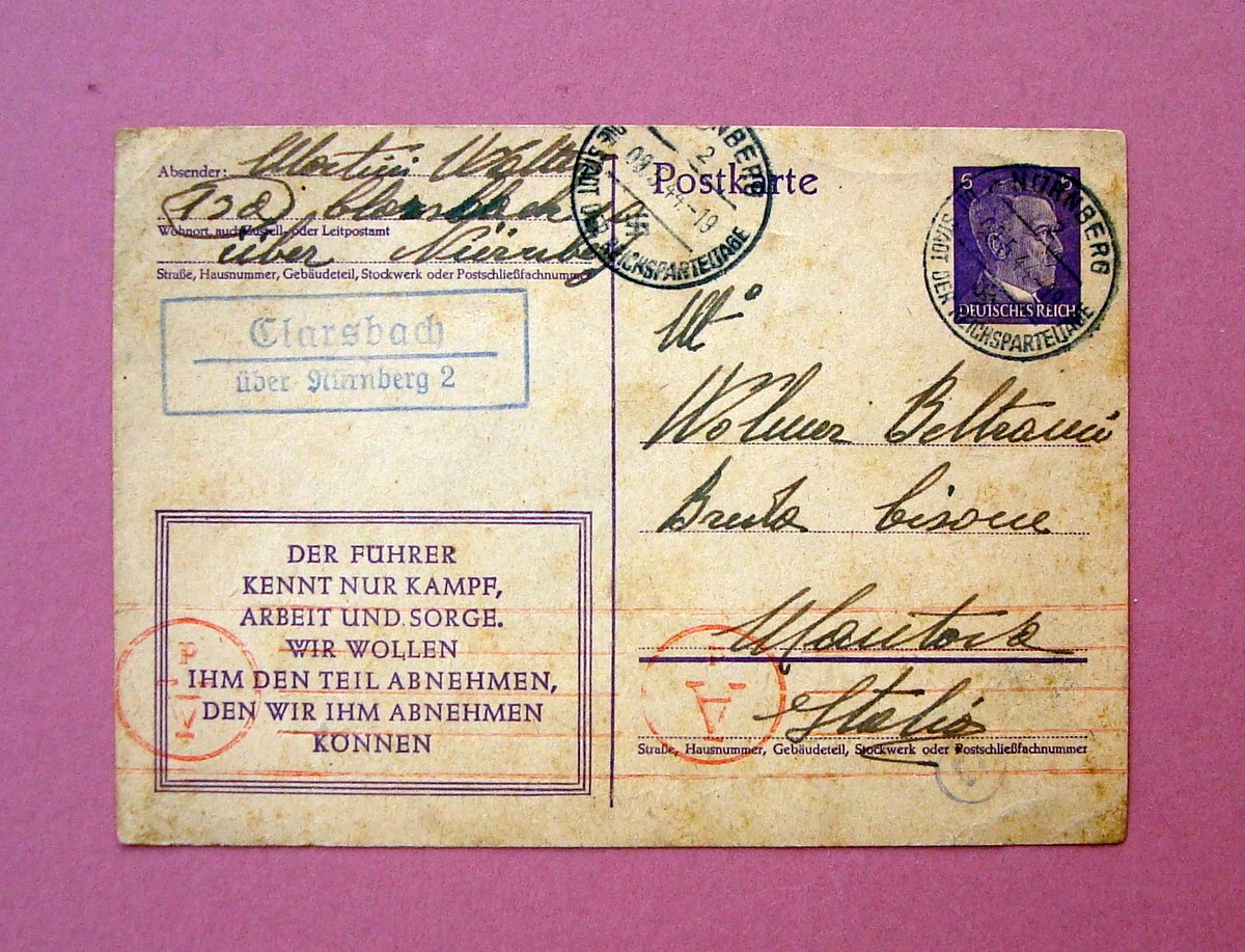 Cartolina Postkarte Clarsbach 9/5/1944 viaggiata RSI molto rara