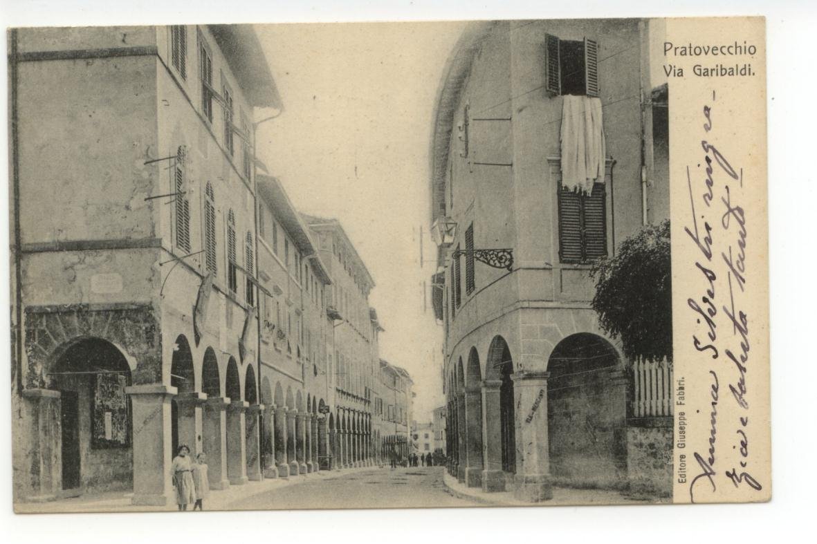 Cartolina Pratovecchio Via Garibaldi 1906 viaggiata Arezzo