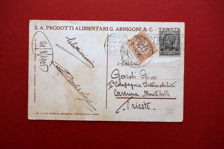 Cartolina Pubblicit‡ Estratto di Carne Arrigoni Trieste Pollione Viaggiata 1925 | Immagine Gallery 2