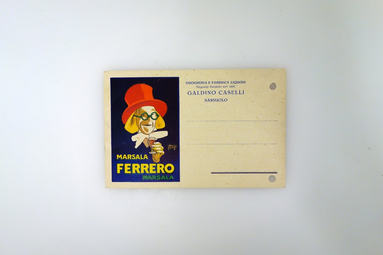 Cartolina Pubblicitaria a Colori Marsala Ferrero Caselli Sassuolo 1937 Maga … | Immagine principale