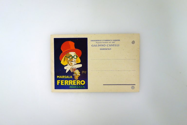 Cartolina Pubblicitaria a Colori Marsala Ferrero Caselli Sassuolo 1937 Maga … | Immagine Gallery 1