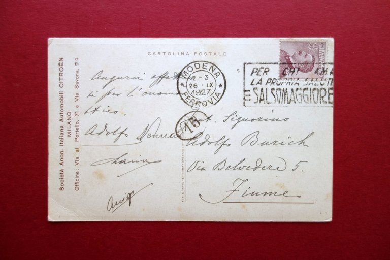 Cartolina Pubblicitaria Citroen Presto una Vettura Viaggiata 1927 Manca Auto | Immagine Gallery 2