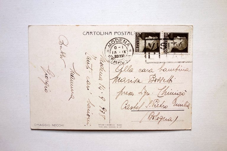 Cartolina Pubblicitaria Necchi Macchine da Cucire Viaggiata 1938 Busi | Immagine Gallery 2