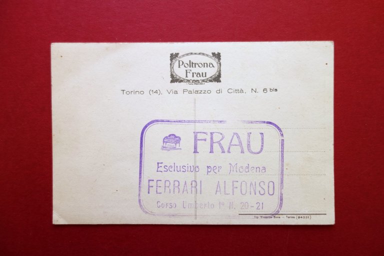 Cartolina Pubblicitaria Poltrona Frau Torino Grafica Mendez Non Viaggiata