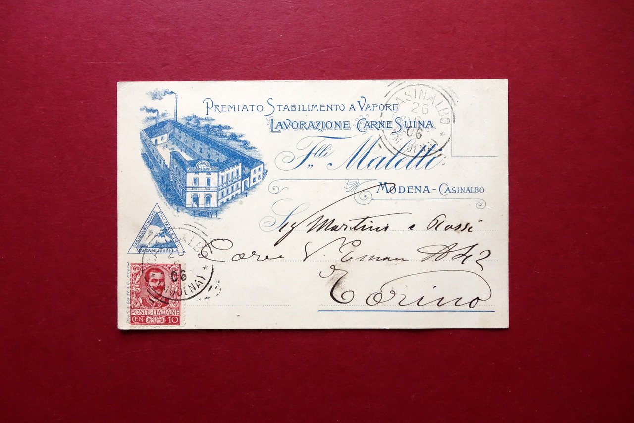 Cartolina Pubblicitaria Stabilimento Maletti Casinalbo Modena Viaggiata 1906