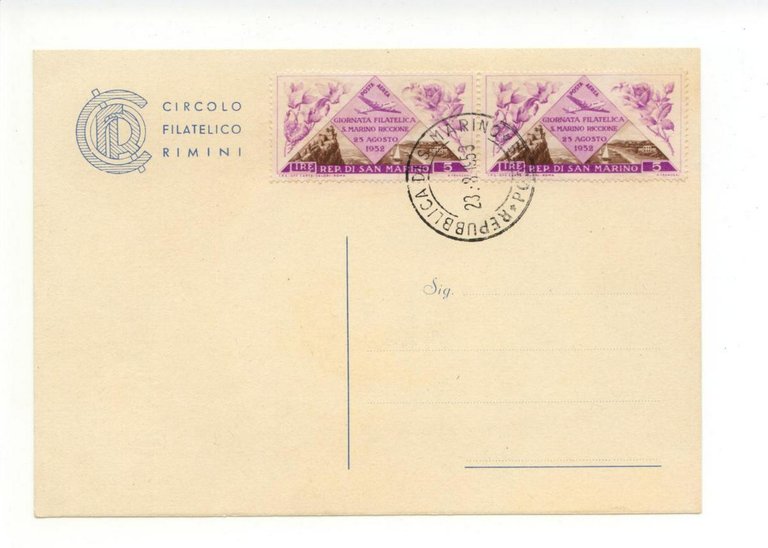 Cartolina Quinta Fiera Internazionale del Francobollo 1953 non viaggiata