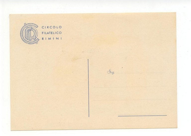 Cartolina Quinta Fiera Internazionale Francobollo Riccione 1953 non viaggiata
