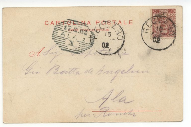 Cartolina Recoaro Ponte Giuliana 1902 viaggiata Vicenza mulo