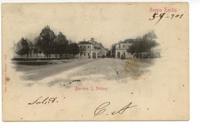 Cartolina Reggio Emilia Barriera S. Stefano 1901 viaggiata