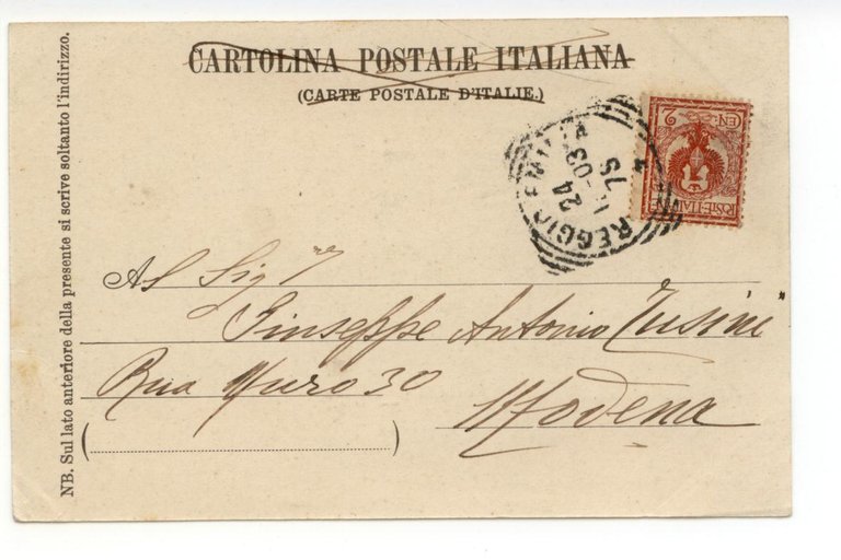 Cartolina Reggio Emilia Barriera Santo Stefano 1903 viaggiata