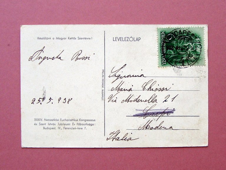 Cartolina Ricordo Congresso Eucaristico Budapest 1938 viaggiata | Immagine Gallery 2