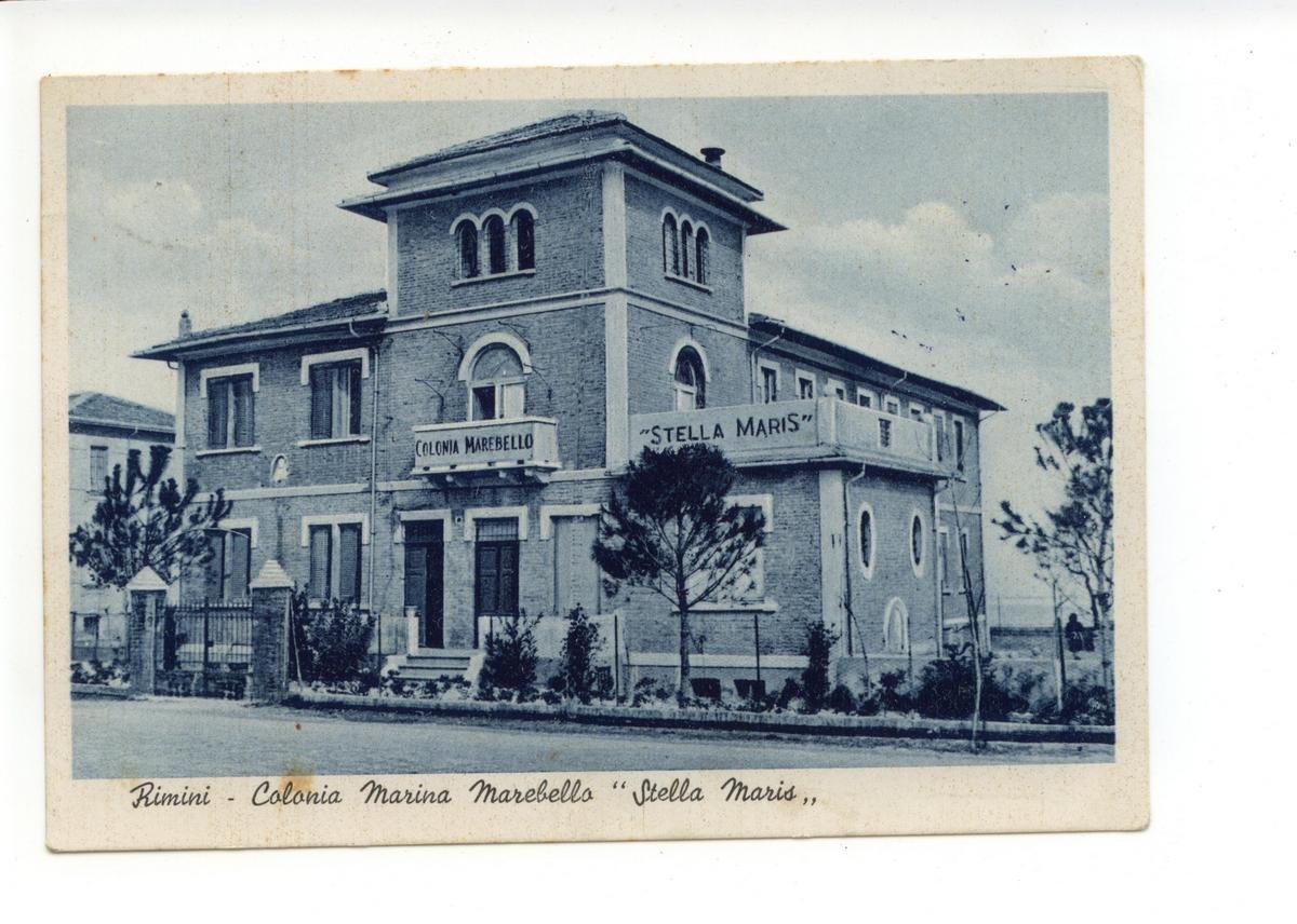 Cartolina Rimini Colonia Marina Marebello Stella Maris viaggiata 1951