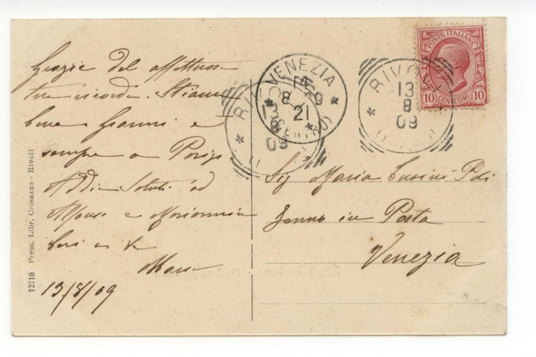 Cartolina Rivoli Torinese Stazione di Rivoli 1921 viaggiata | Immagine Gallery 2