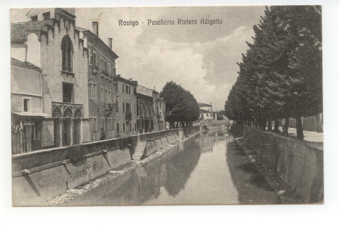 Cartolina Rovigo Pescheria Riviera Adigetto 1918 viaggiata | Immagine principale