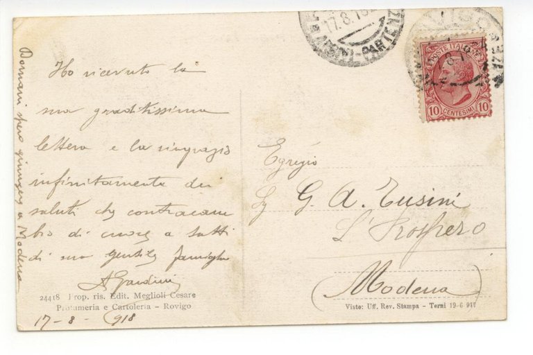 Cartolina Rovigo Pescheria Riviera Adigetto 1918 viaggiata | Immagine Gallery 2