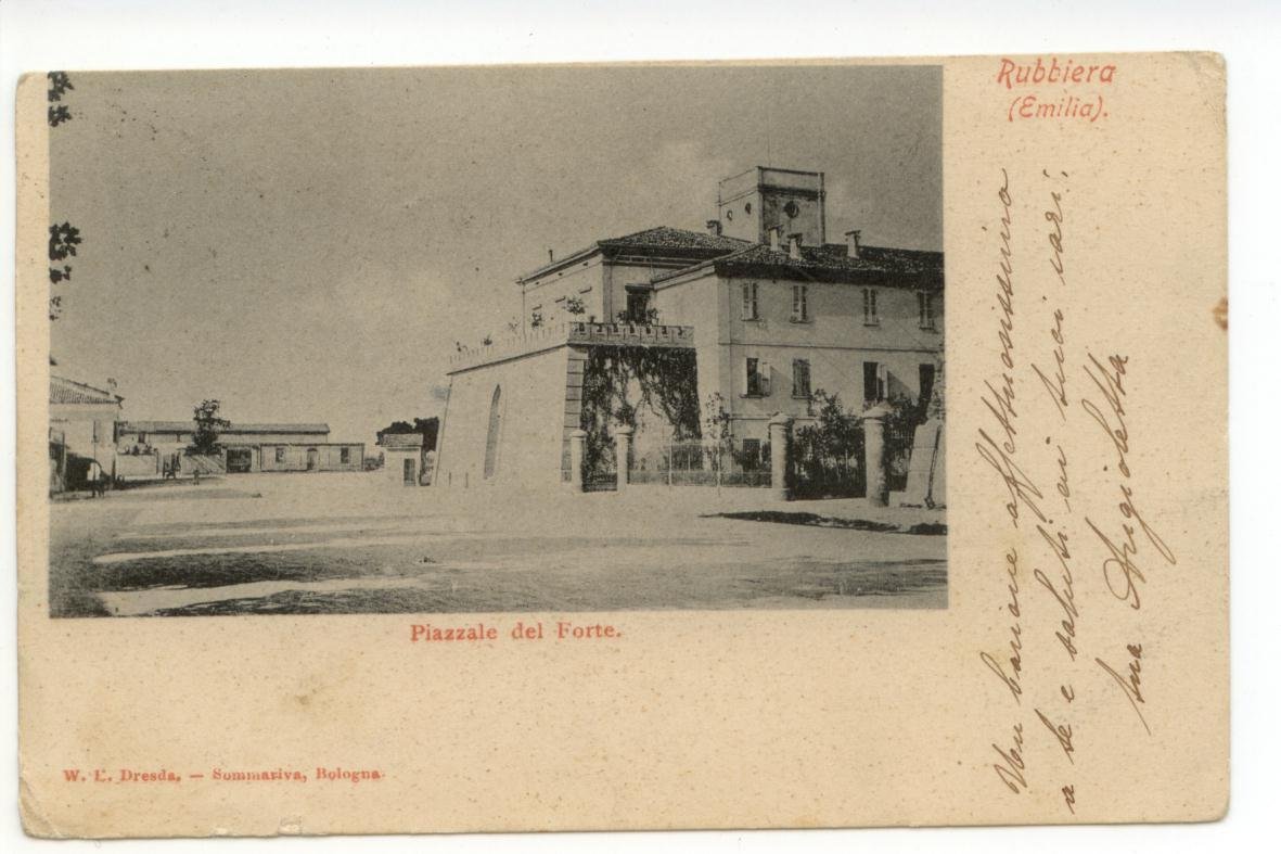 Cartolina Rubbiera Emilia Piazzale del Forte 1902 viaggiata Reggio Emilia