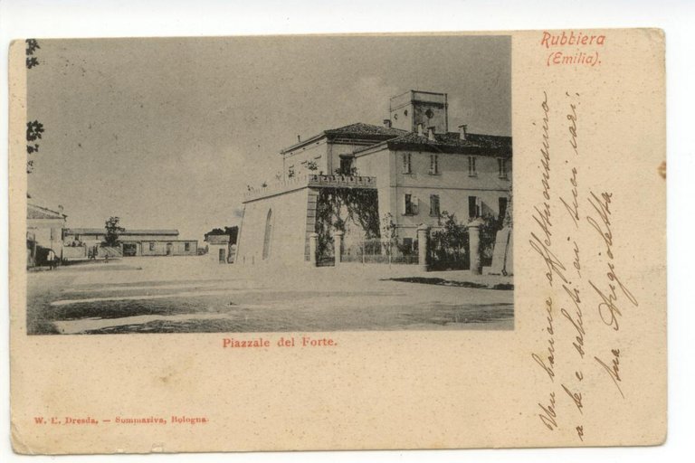 Cartolina Rubbiera Emilia Piazzale del Forte 1902 viaggiata Reggio Emilia