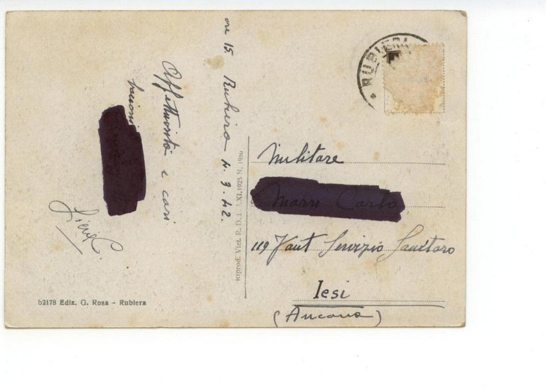 Cartolina Rubiera La Rocca ed il Teatro Herberia 1942 viaggiata …