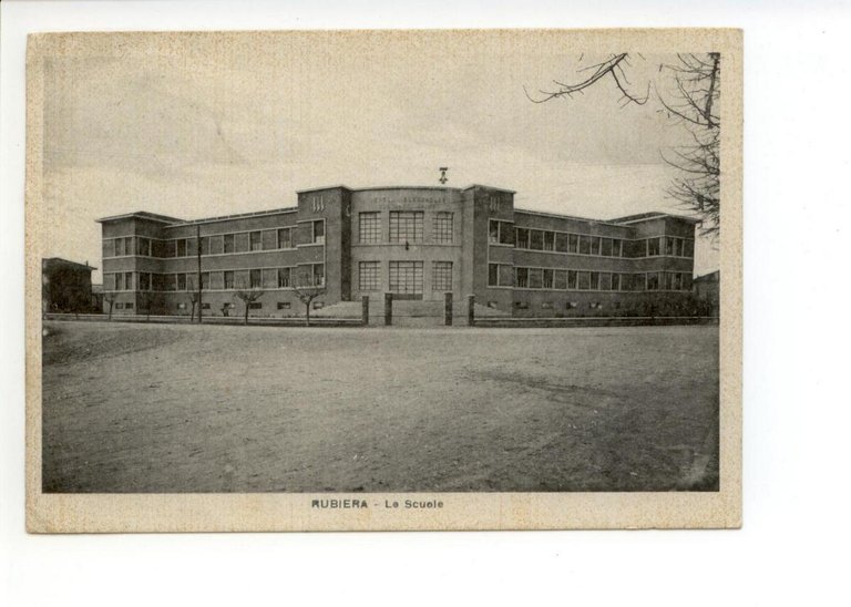 Cartolina Rubiera Le Scuole 1942 viaggiata Reggio Emilia Fascismo