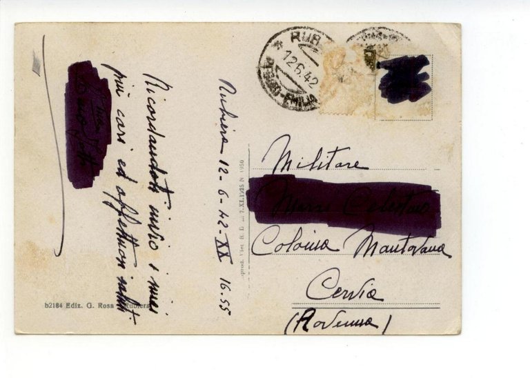 Cartolina Rubiera Le Scuole 1942 viaggiata Reggio Emilia Fascismo