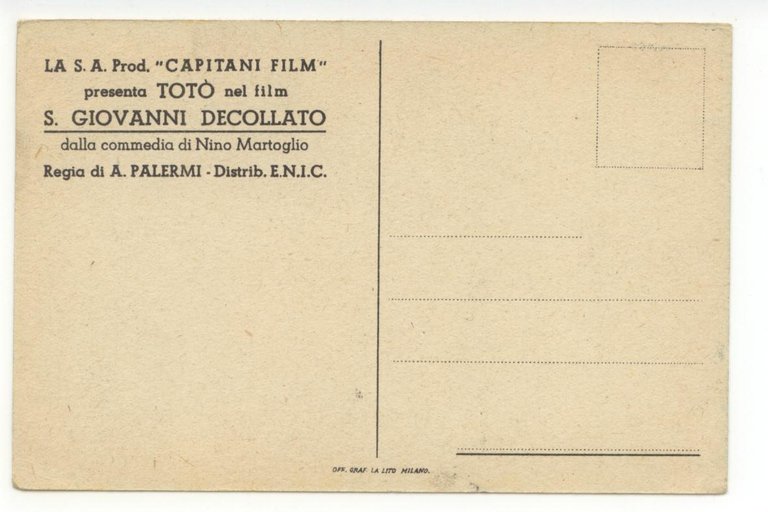 Cartolina S. Giovanni Decollato Capitani Film TotÚ 1940 non viaggiata …