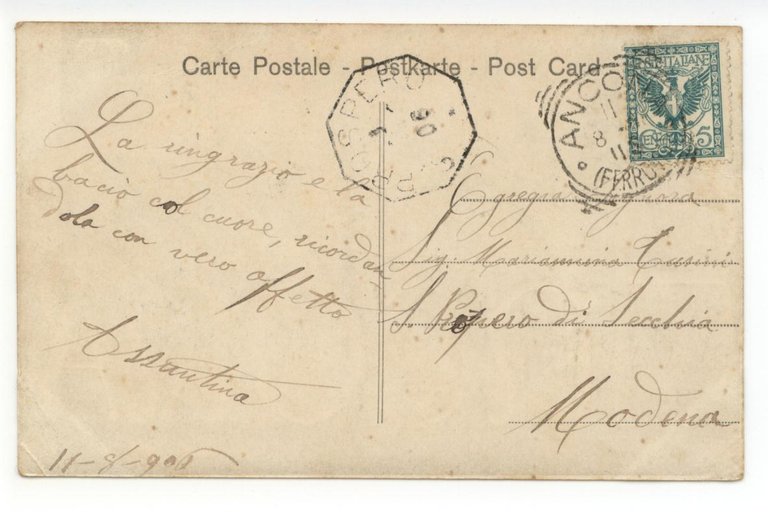 Cartolina Saluti da Ancona 1906 viaggiata