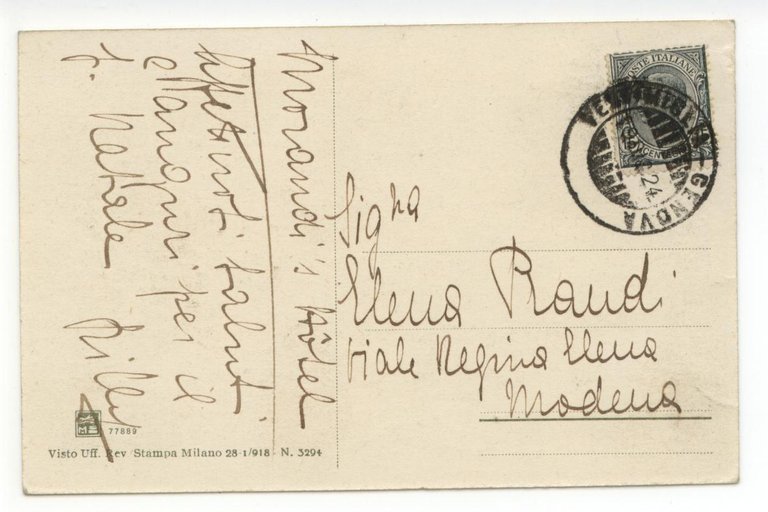 Cartolina San Remo Passeggiata 1924 viaggiata Imperia bicicletta auto