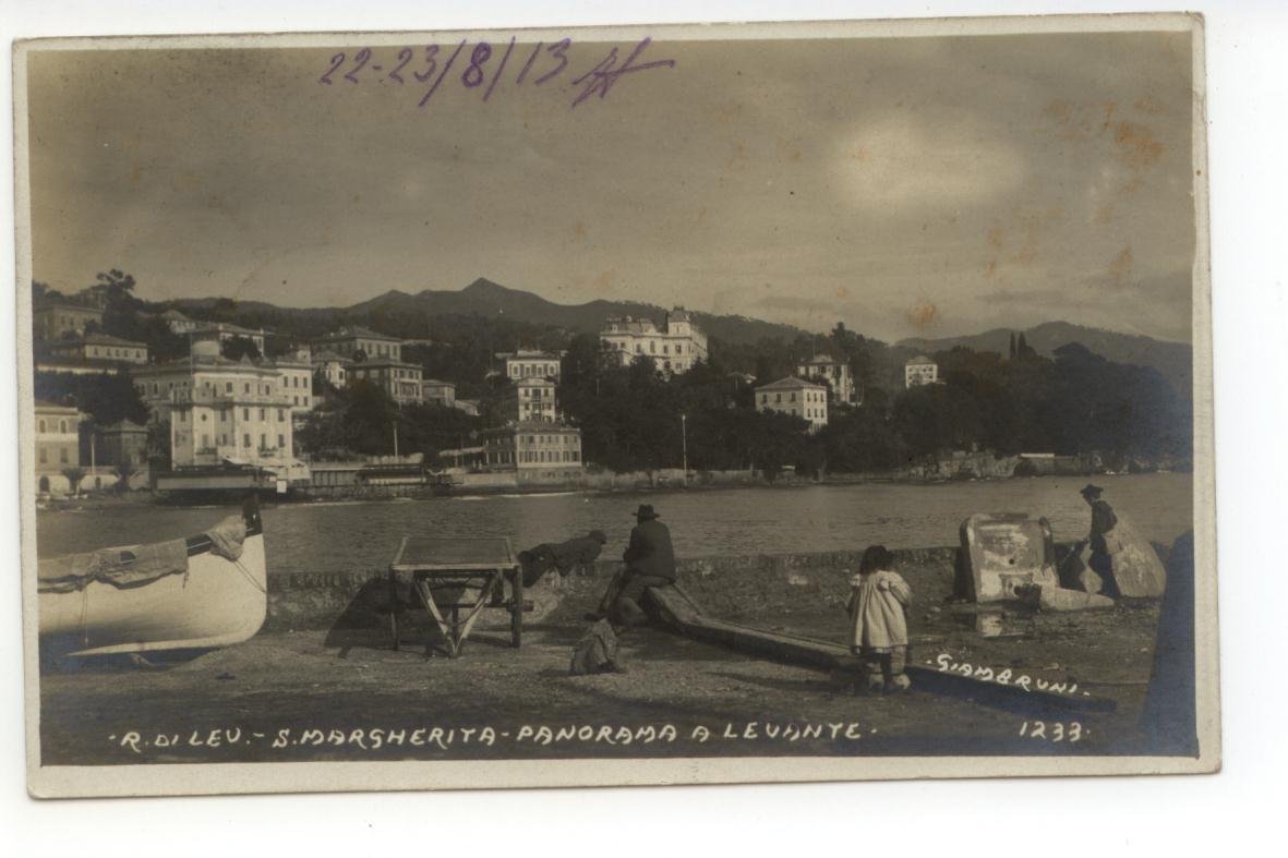 Cartolina Santa Margherita Panorama a Levante 1913 viaggiata Genova
