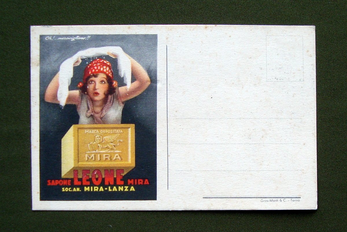 Cartolina Sapone Leone Mira Lanza 1936 Gros Monti & C …