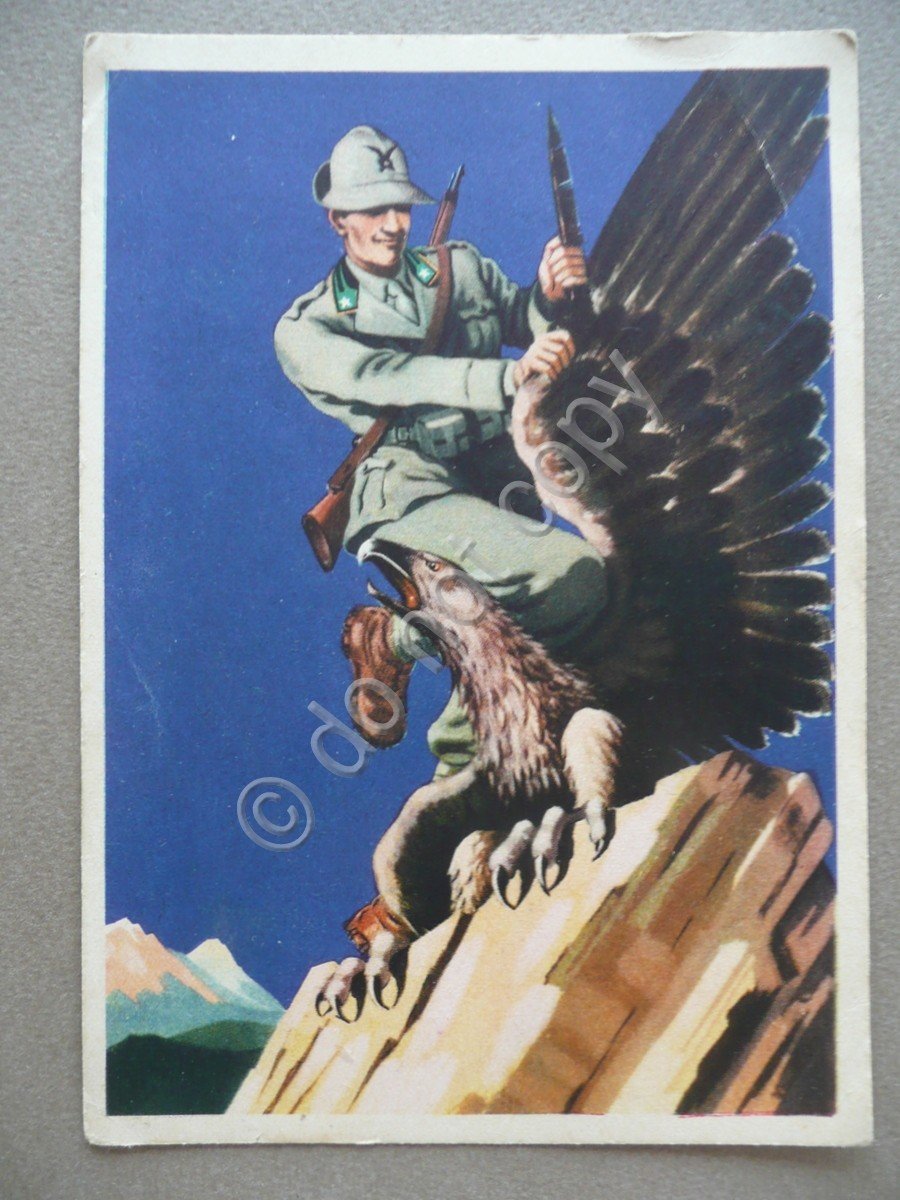 Cartolina Scuola Allievi Ufficiali Compagnia Alpini Viaggiata 1941