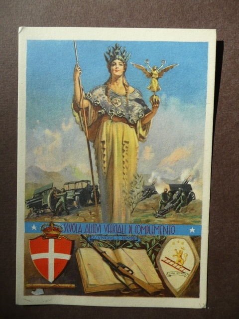 Cartolina Scuola Allievi Ufficiali Complemento Artiglieria Potenza Viaggiata '41