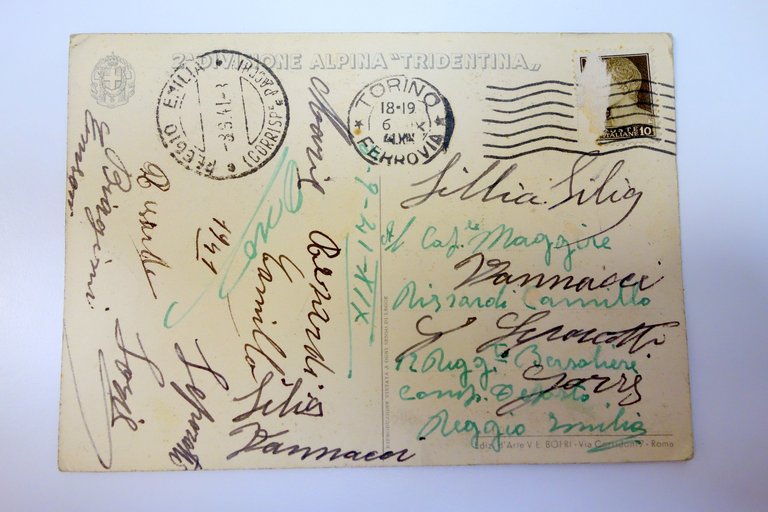 Cartolina Seconda Divisione Alpina Tridentina Grecia viaggiata 1941 Vardaro