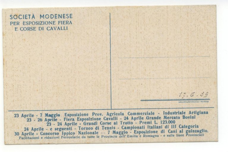 Cartolina Settimane Modenesi Modena Societ‡ Esposizione Fiera 1933 non viaggiata | Immagine Gallery 2