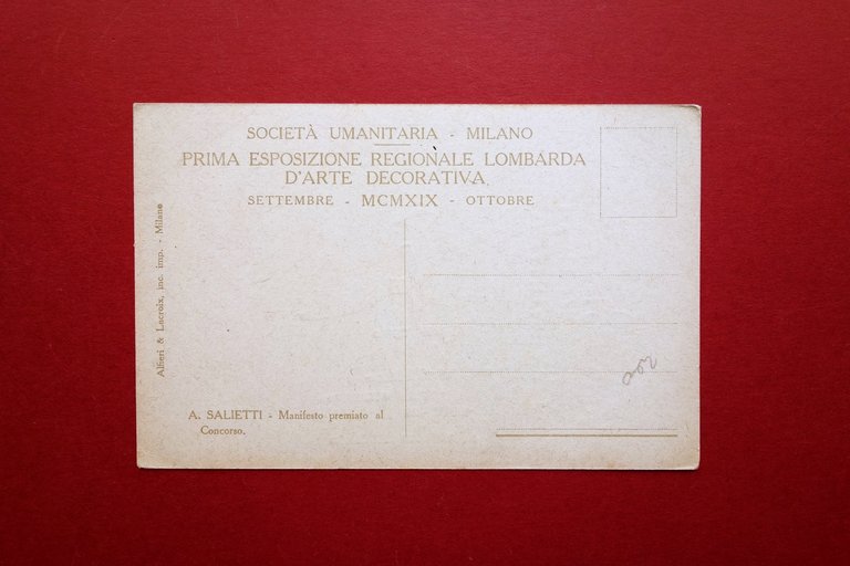 Cartolina Soc. Umanitaria Milano Esposizione Arte Decorativa 1919 Salietti